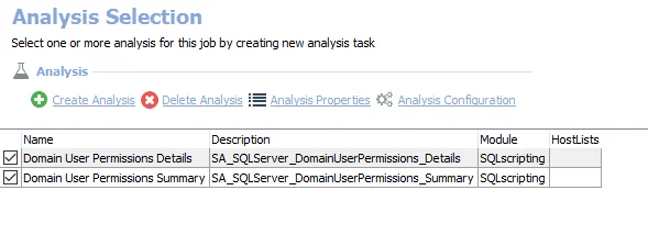 Analysis Selection