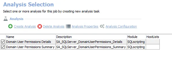 Analysis Selection