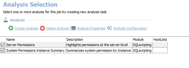 Analysis Selection
