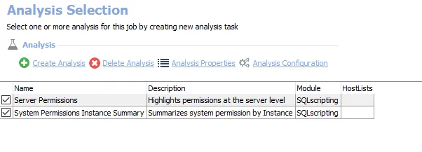 Analysis Selection