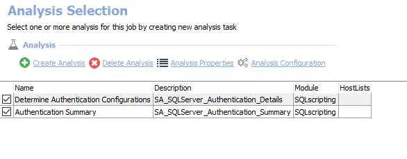 Analysis Selection