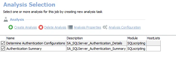 Analysis Selection