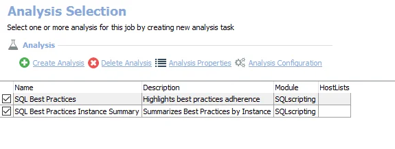 Analysis Selection