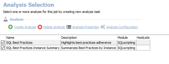 Analysis Selection