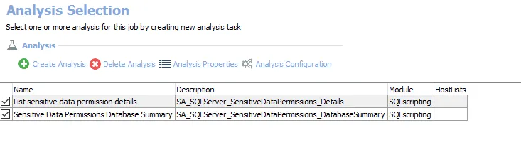 Analysis Selection