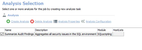 Analysis Selection