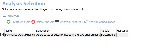 Analysis Selection