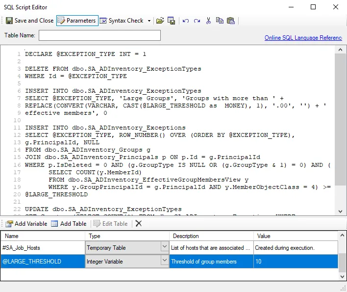 SQL Script Editor