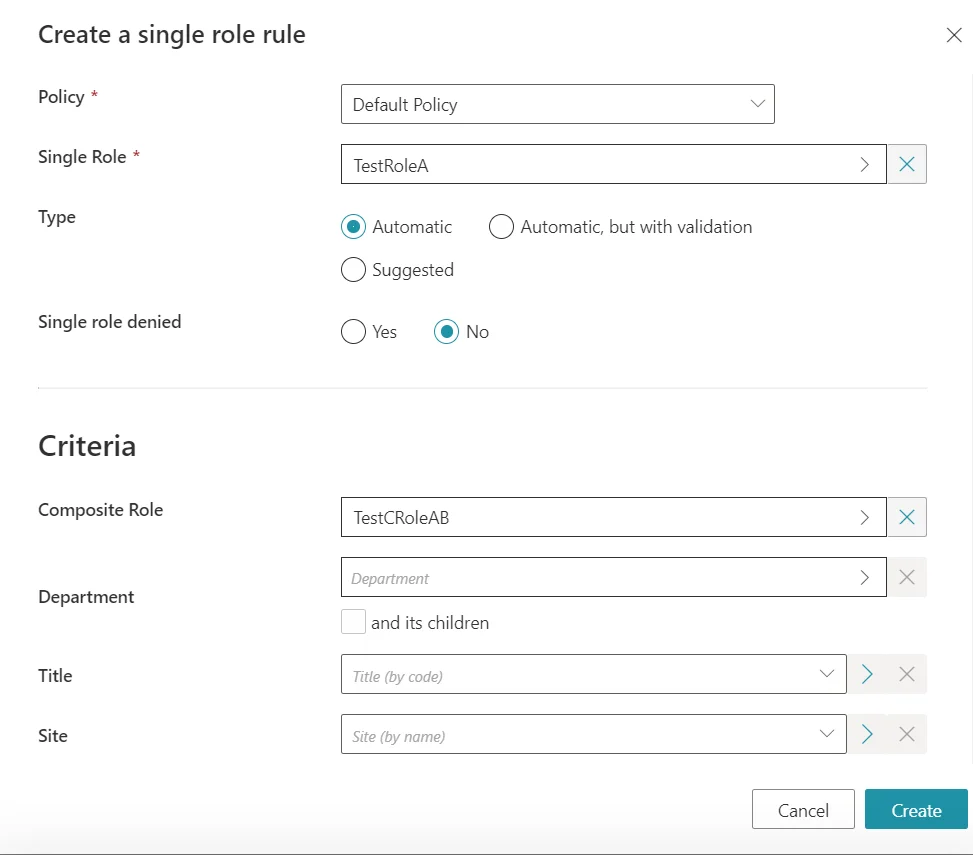 Single Role Rule Example
