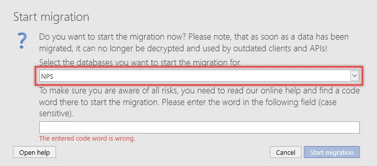 select database