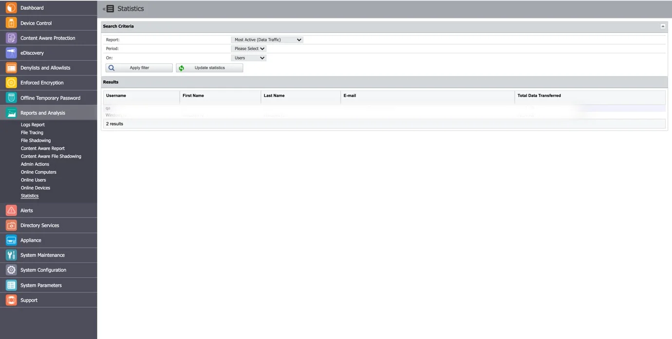 View system activity regarding data traﬃc and device connections