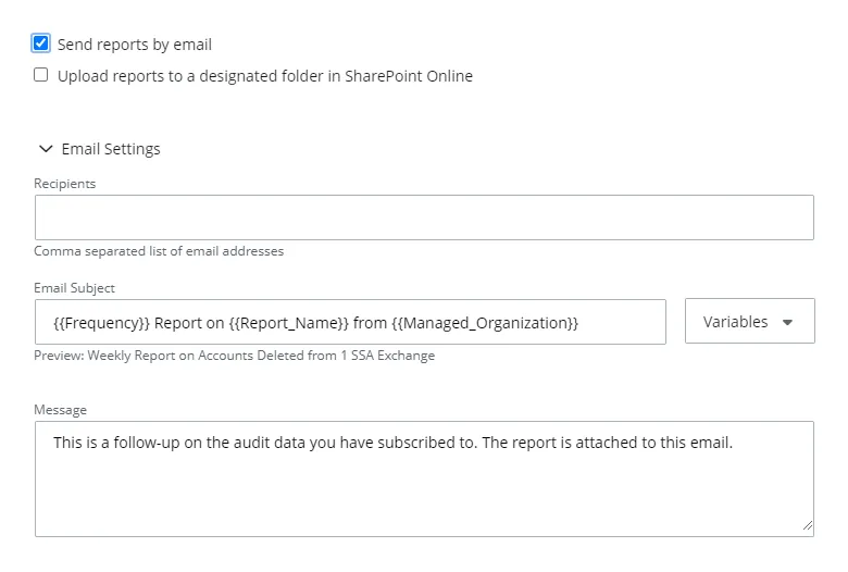Email Delivery Settings