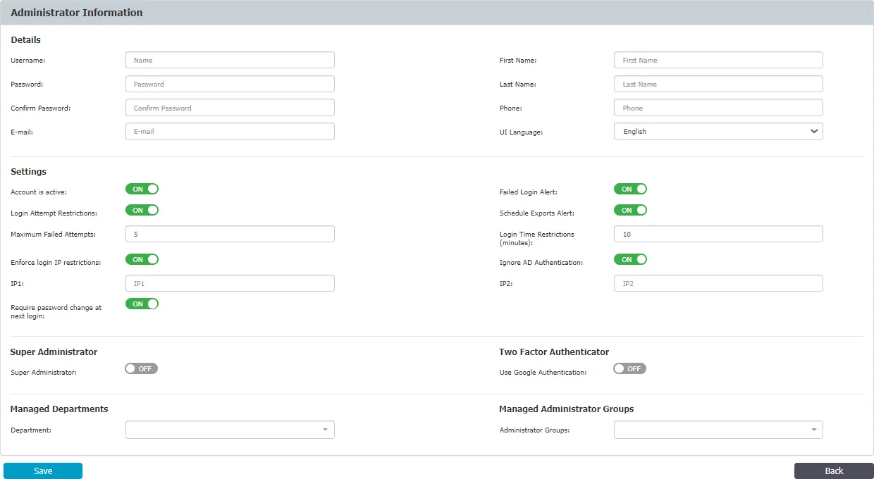 Super Administrator Details