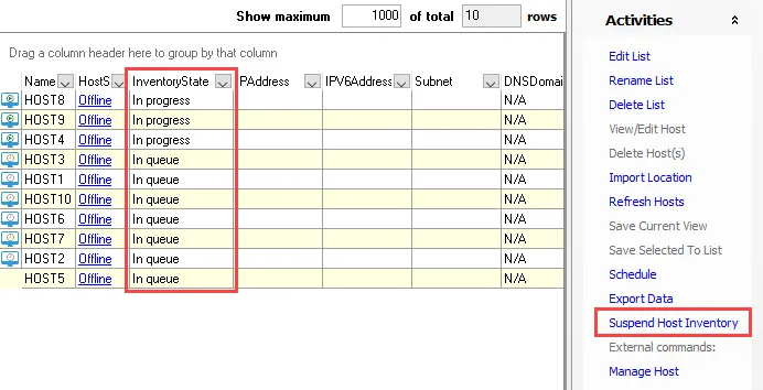 Suspend Host Inventory