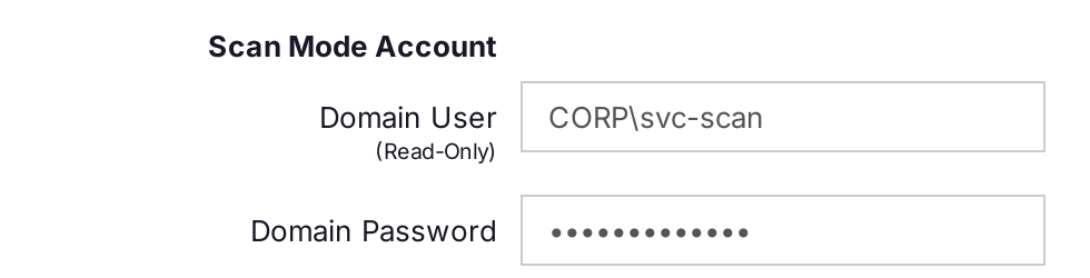 The Scan Mode Account with its domain user and password