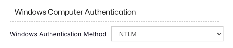 The Windows Authentication Method set to NTLM