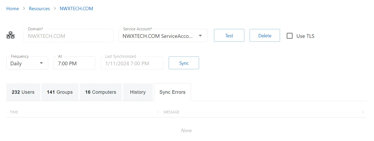Sync Errors Tab for Domain Recource