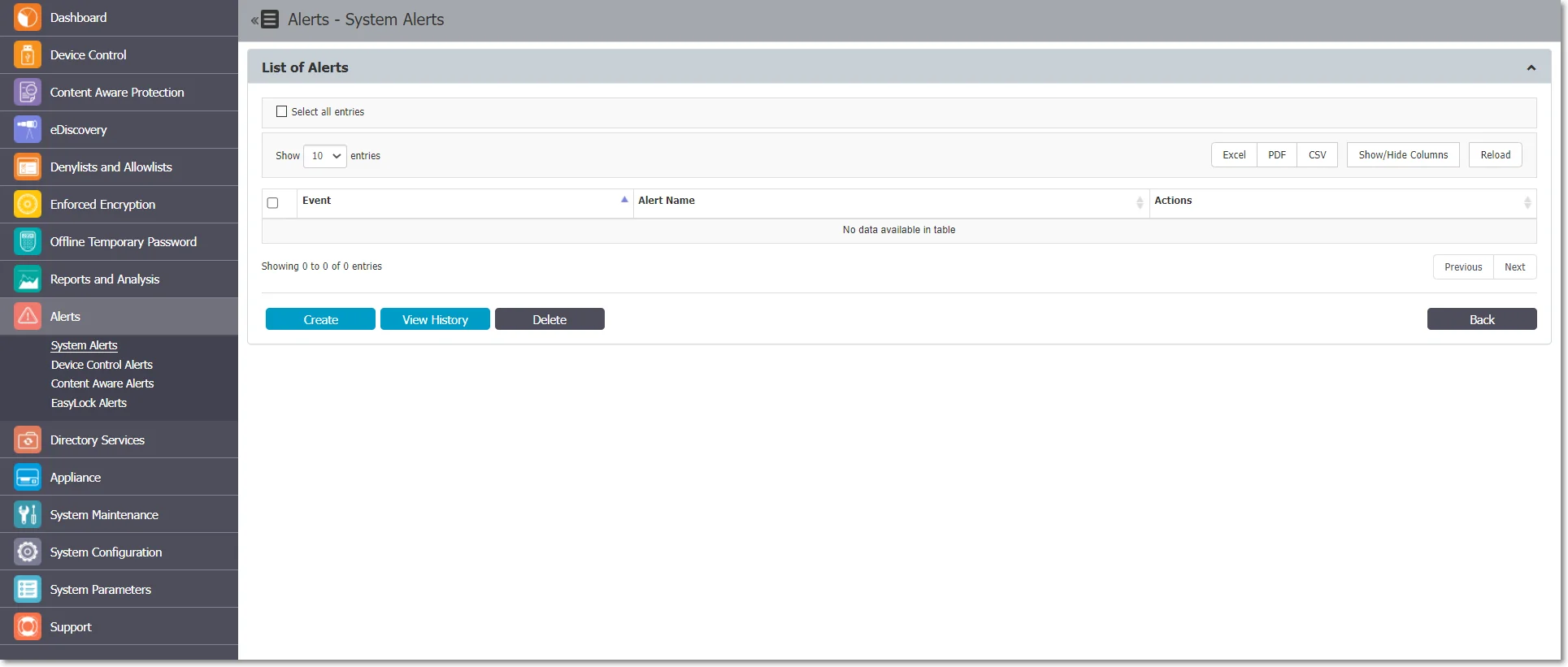 System Alerts Settings
