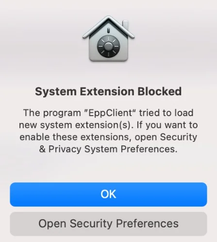 System Extension is blocked and needs to be allowed