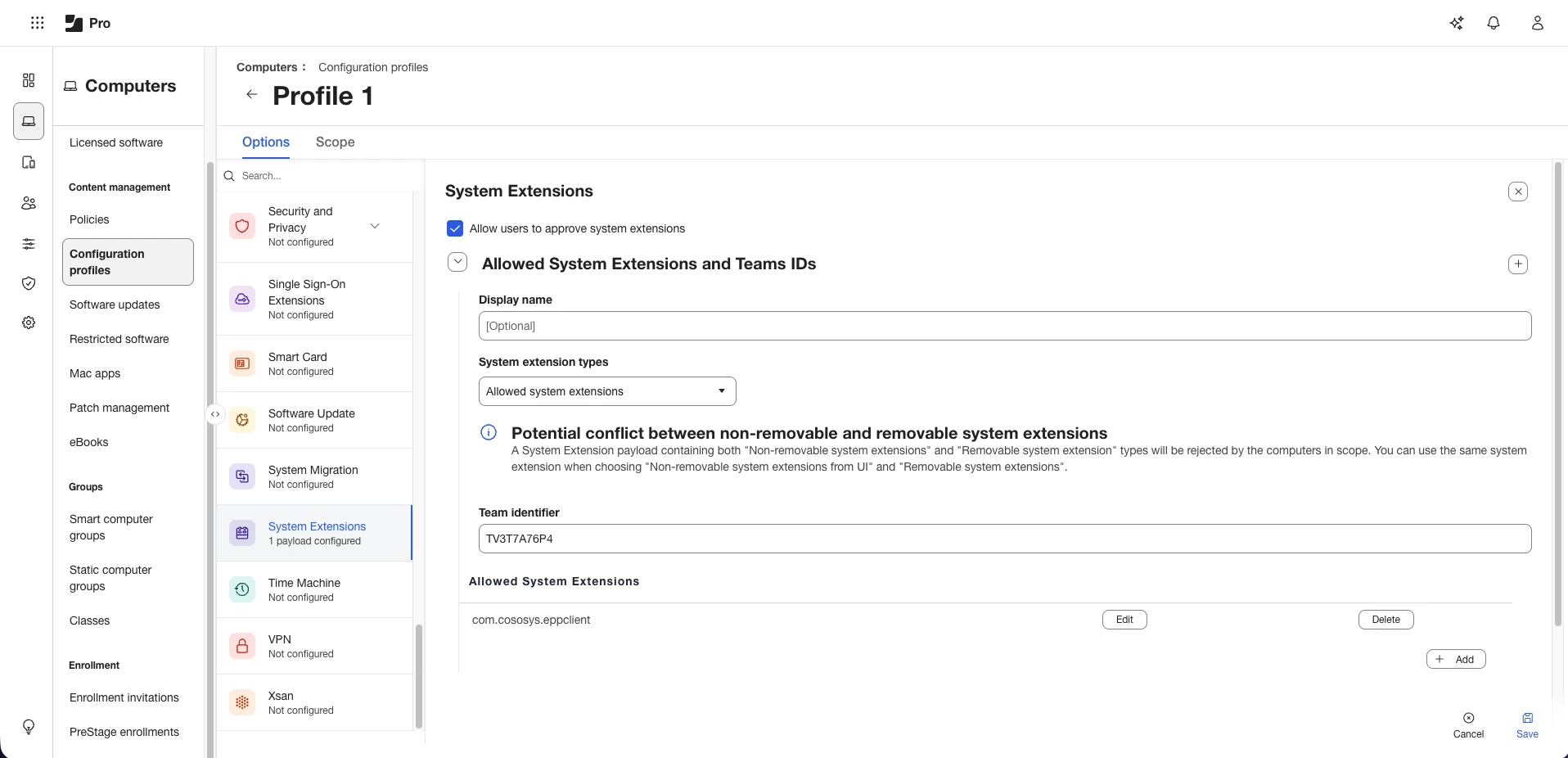 Allowing System Extensions 
