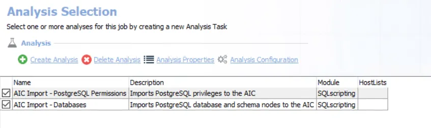 Analysis Selection