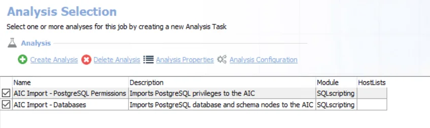 Analysis Selection