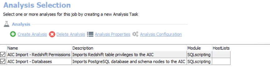 Analysis Selection