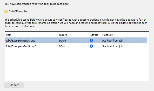 Group with multiple sub-group credentials to be updated