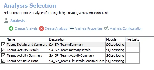 Analysis Tasks for the SP_Teams Job