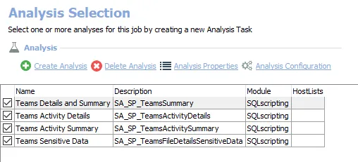 Analysis Tasks for the SP_Teams Job