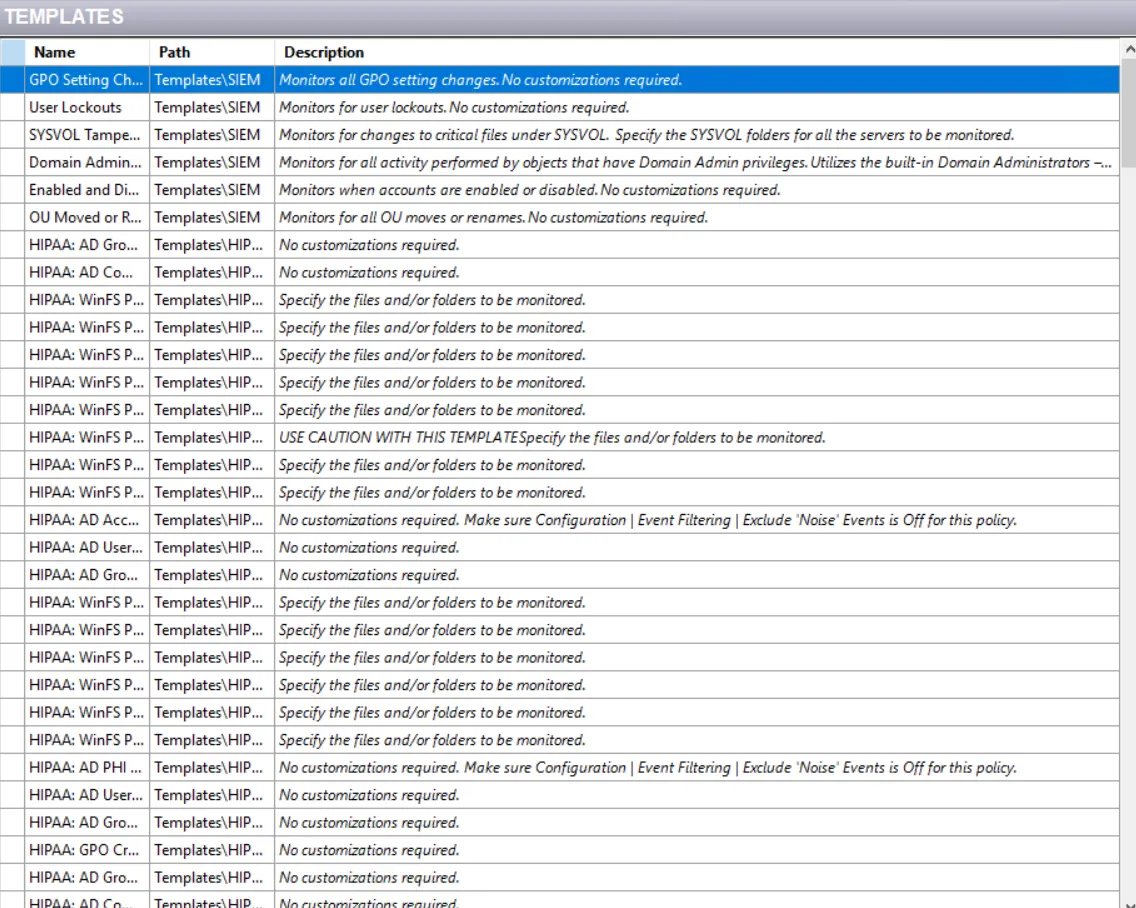 Templates Interface