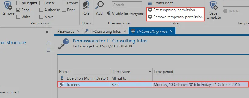 temporary permission