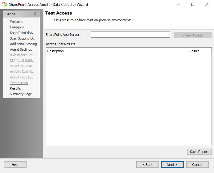 Test Access page