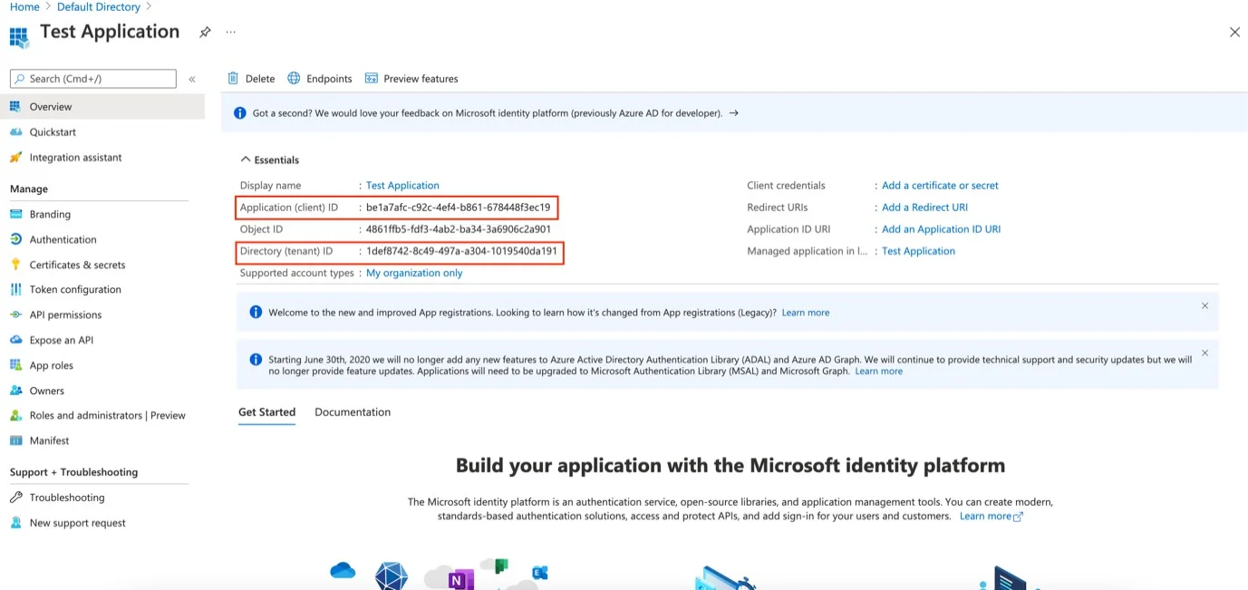 Create the Application on Azure Active Directory