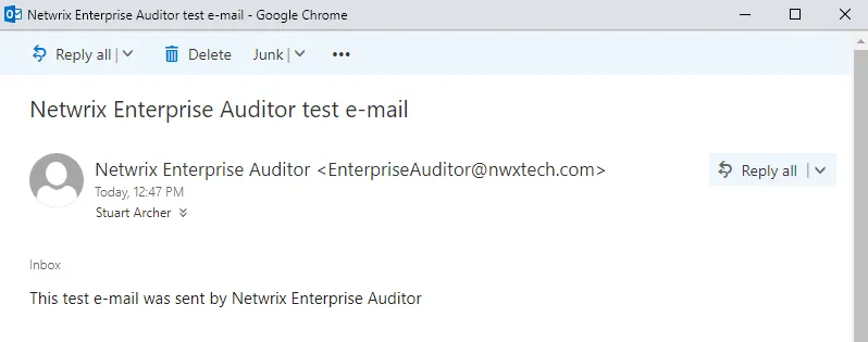 Netwrix Enterprise Auditor test e-mail