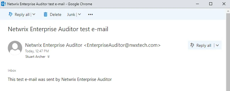 Netwrix Enterprise Auditor test e-mail
