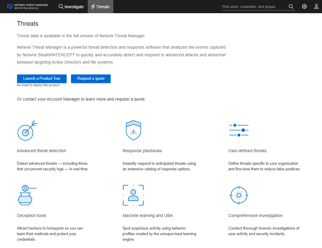 Threats interface