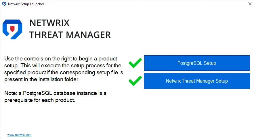 Netwrix Threat Manager Setup window