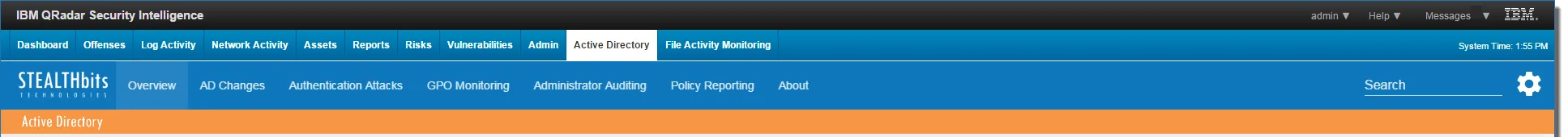 Active Directory App for QRadar - Top Ribbon