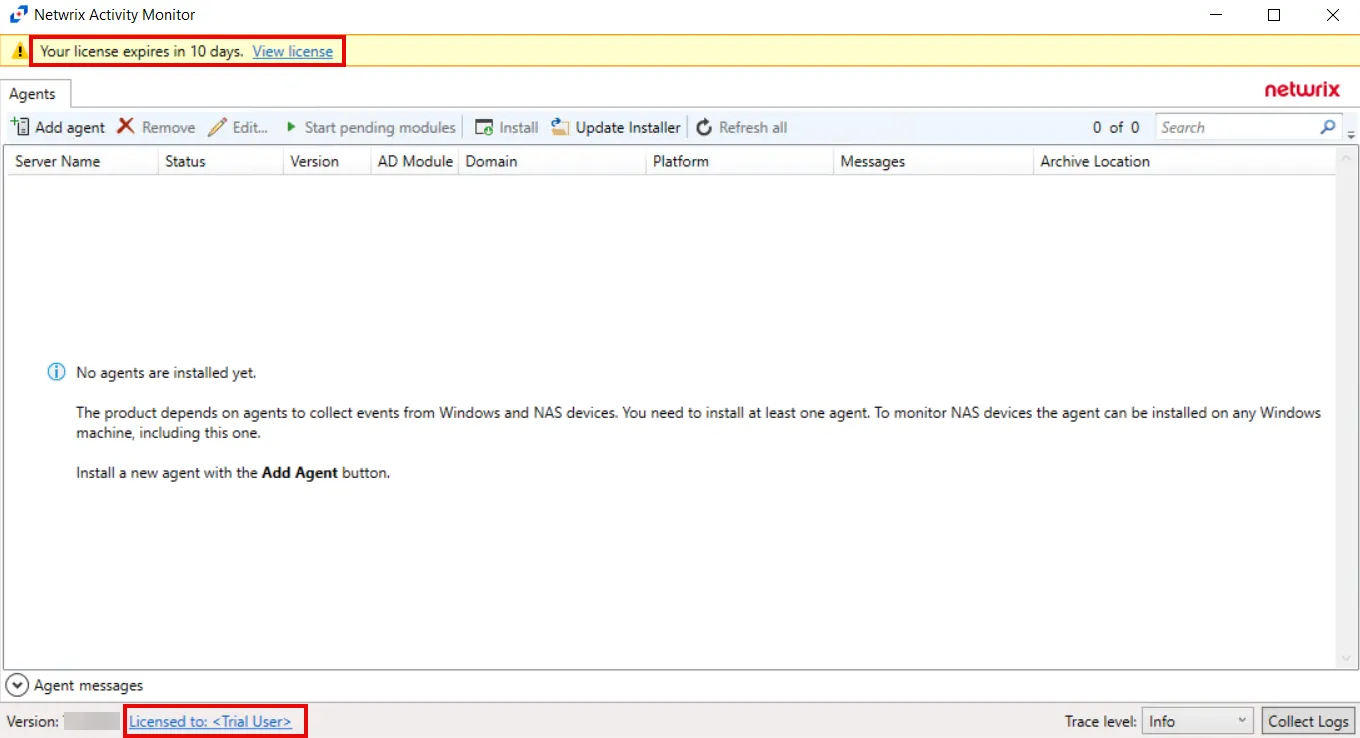 Activity Monitor Installation with Trial License
