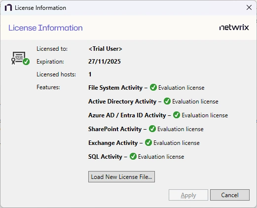 Trial License Information