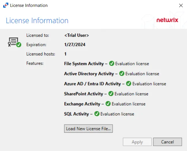 Trial License Information