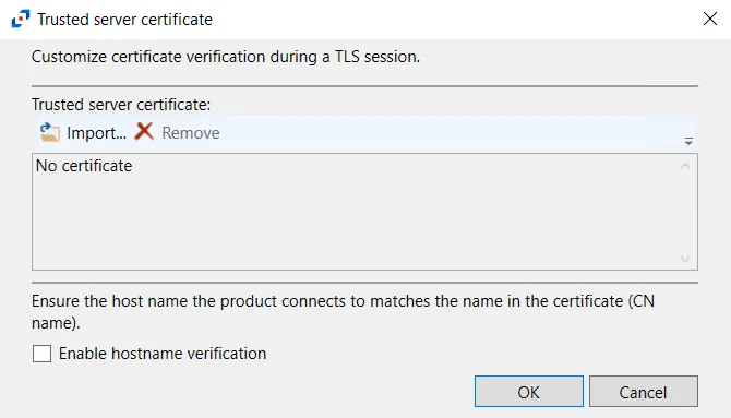 Trusted Server Certificate popup window