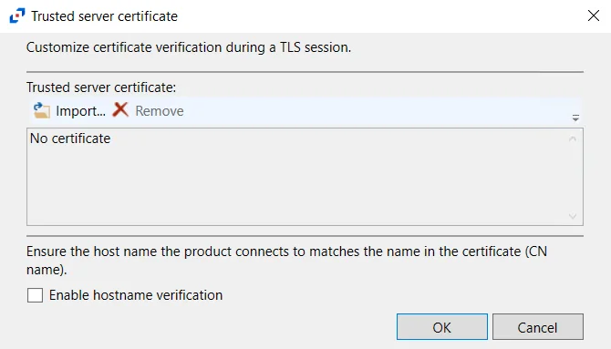 Trusted Server Certificate popup window
