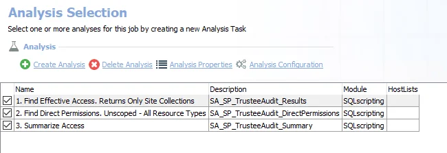 Analysis Tasks for the SP_TrusteeAudit Job