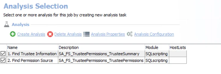 Analysis Selection