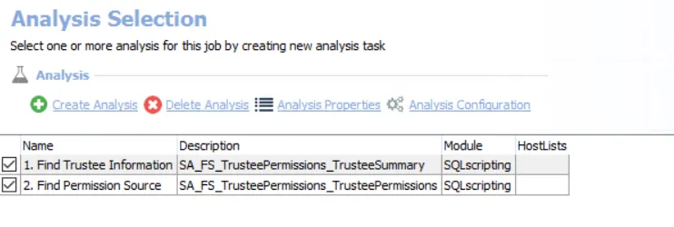 Analysis Selection