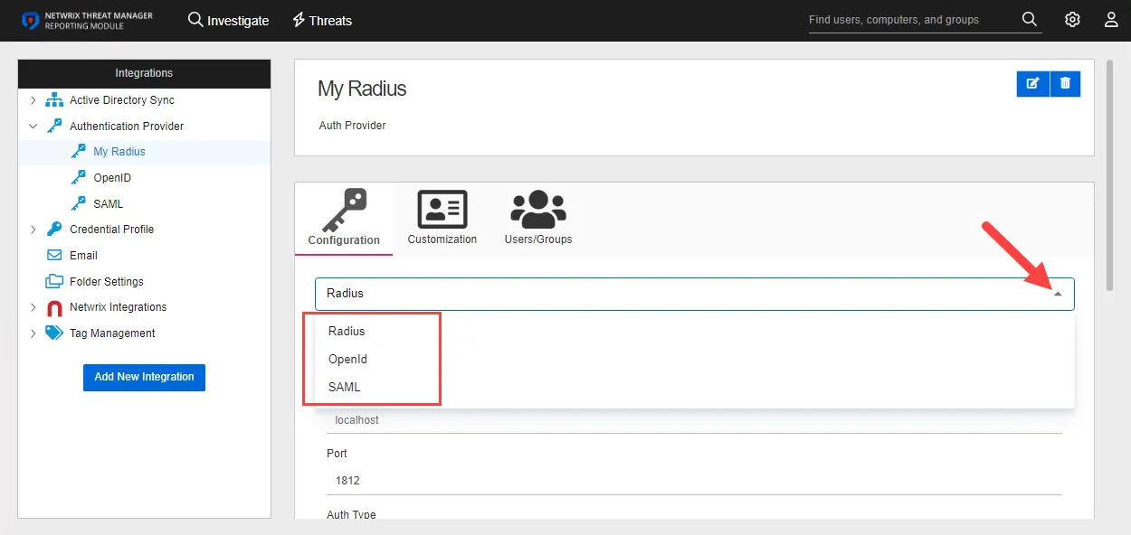 Notification Data Analysis Module wizard Notification Type page