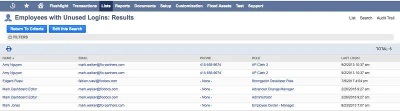 Employess with Unused Logins