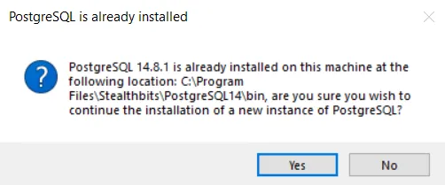 Threat Manager Reporting - Upgrade DB Confirmation dialog box
